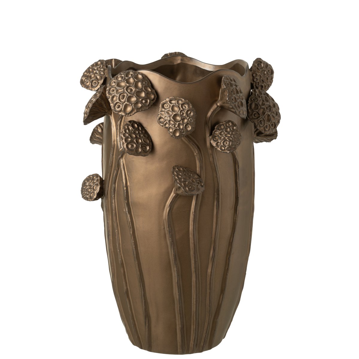 Vase Lotus Elegance Kupferoptik Keramik Braun Groß