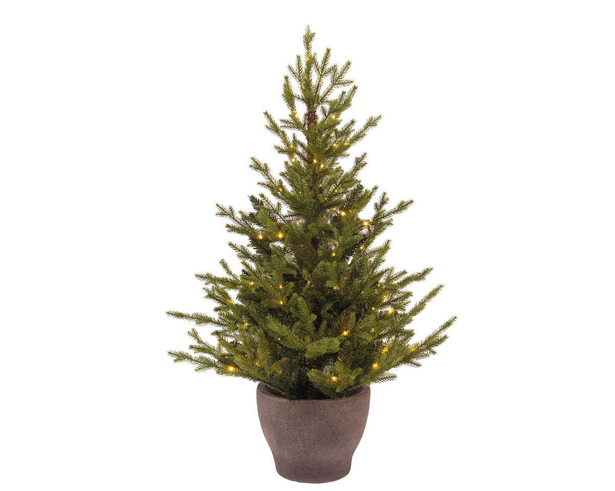 Winterglanz Tanne LED Tannenbaum 90 cm mit Topf und warmweißen Lichtern