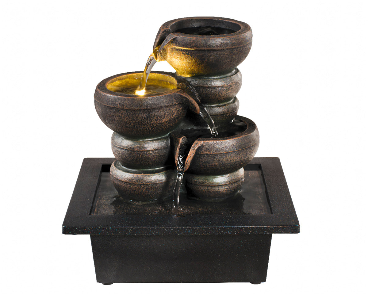 LED Zimmerbrunnen Cascada Grau 25cm mit Beleuchtung