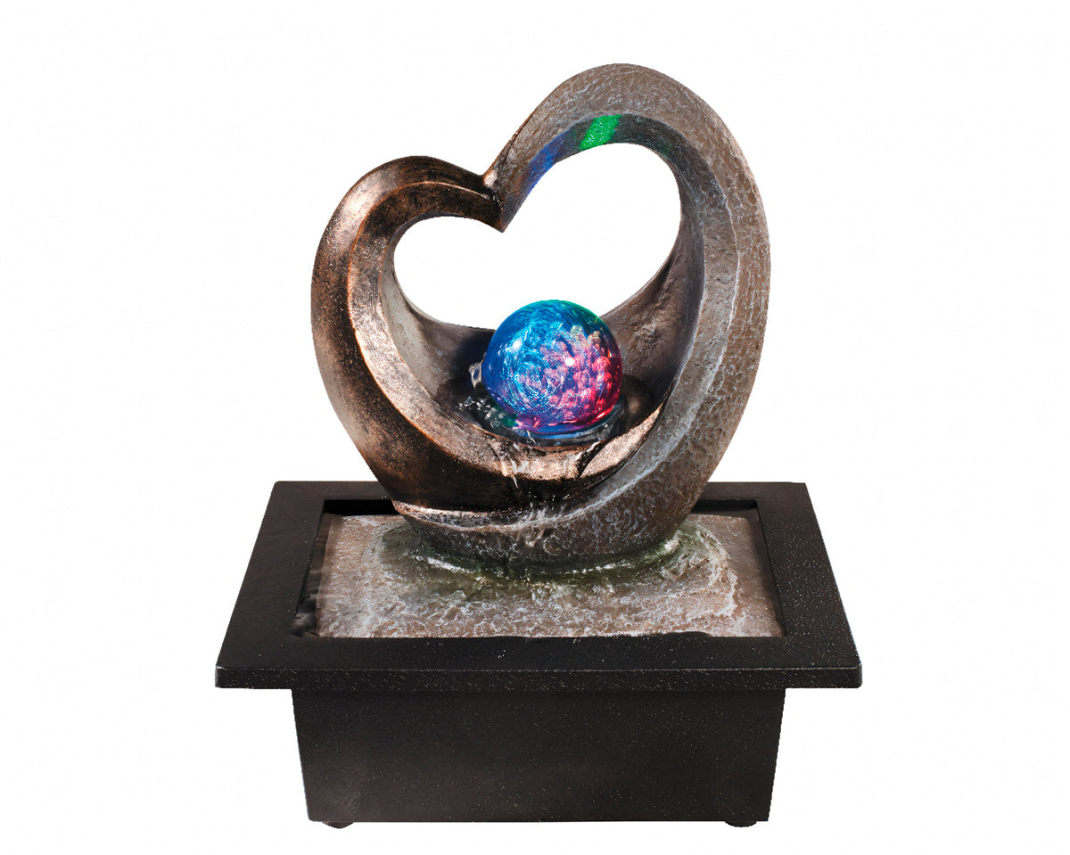 LED Zimmerbrunnen Amor Herz Grau 25cm mit Farbwechsel