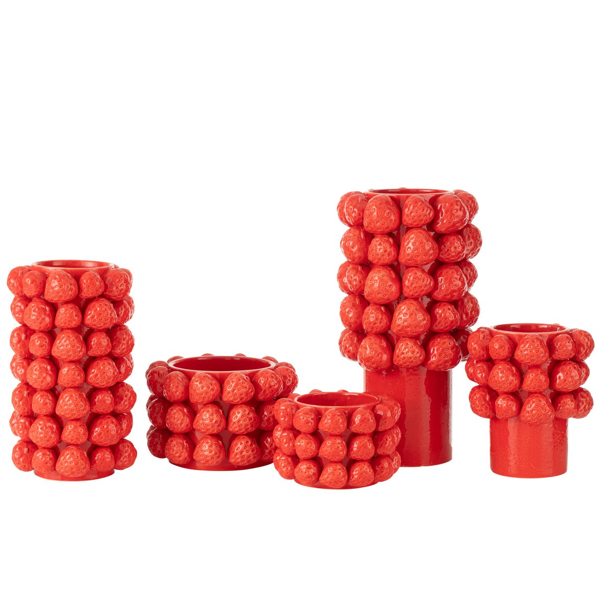 Vase Strawberry Bloom XL Erdbeeroptik Keramik Rot 34cm