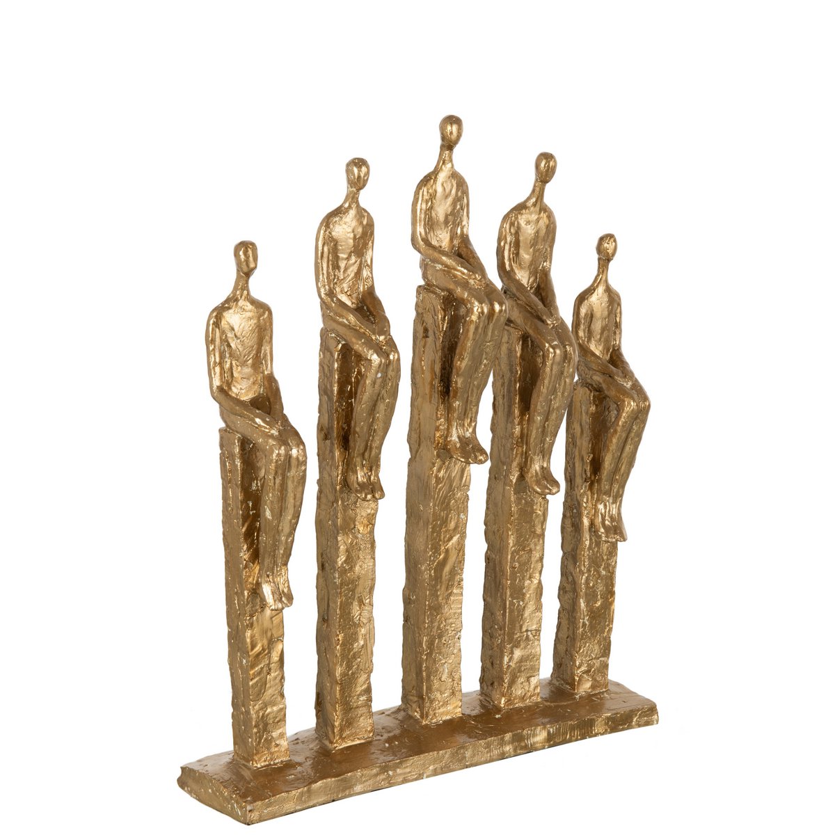 Moderne Skulptur in Gold mit stilisierten Figuren