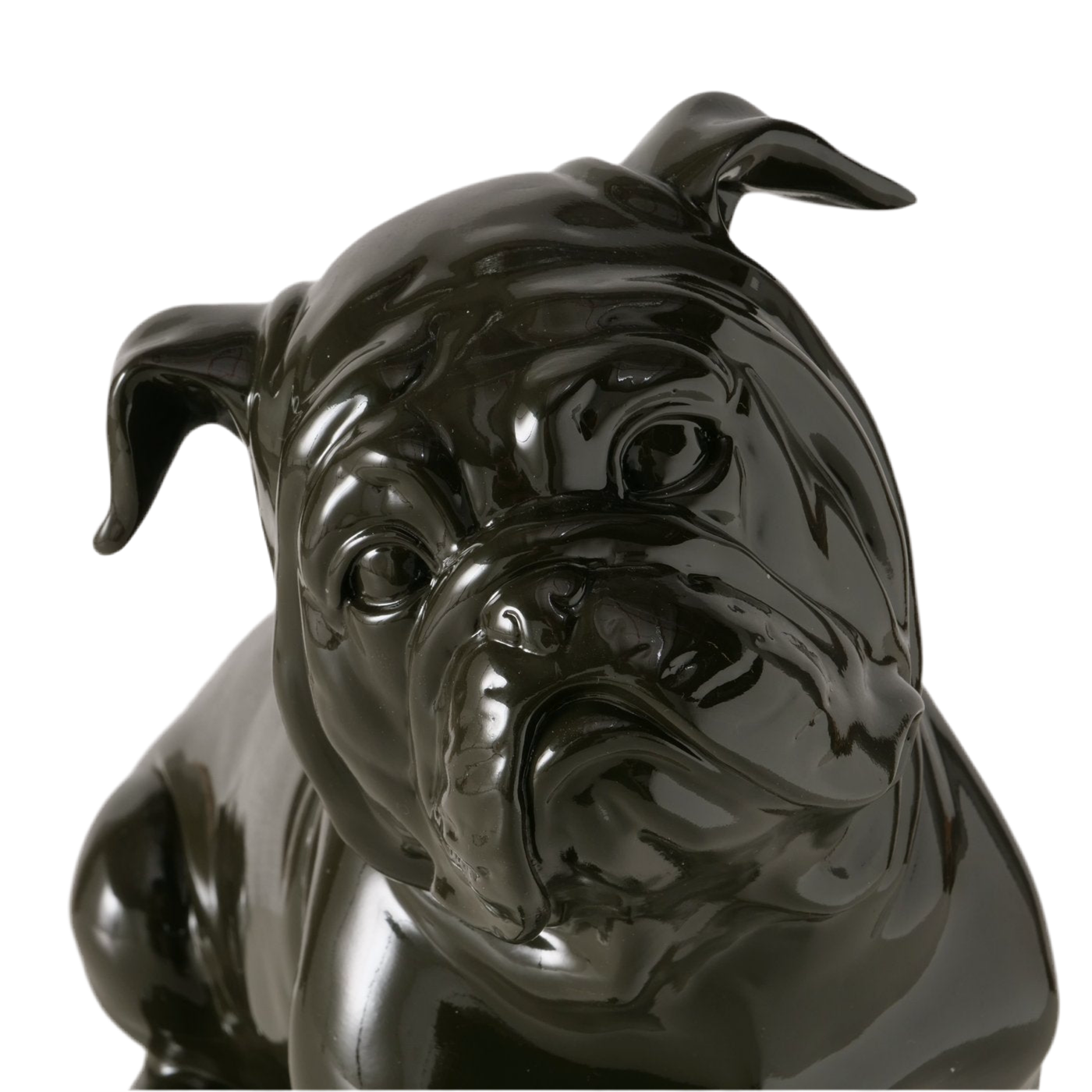 Bully Figur Schwarz Glanzoptik 32cm Handbemalt Deko Hund