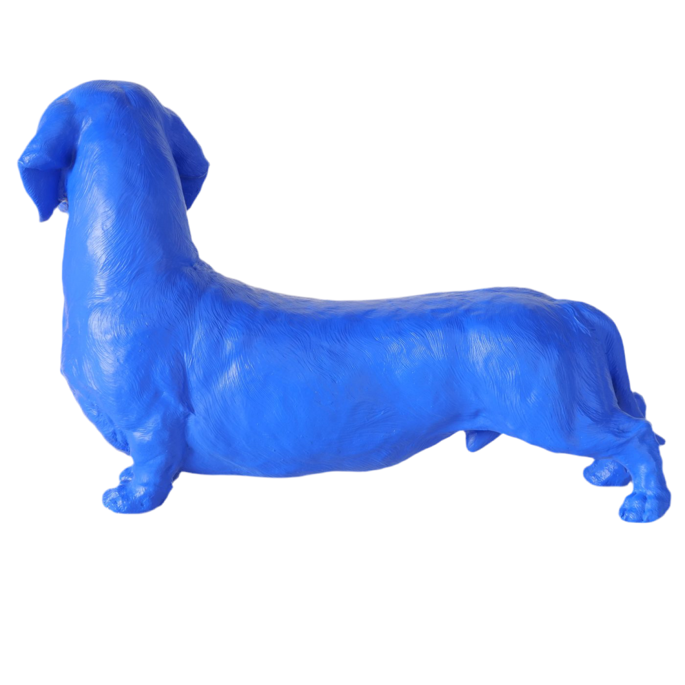 Figur Wuffy Hund blau aus Kunstharz Dackel