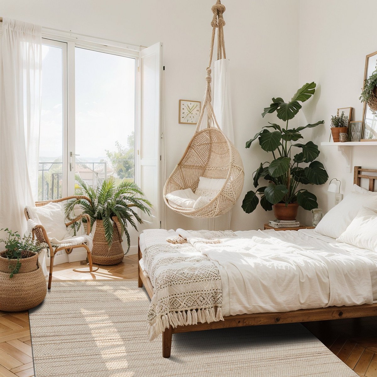 Handgefertigter Wollteppich aus dem Neuland und Jute Marius