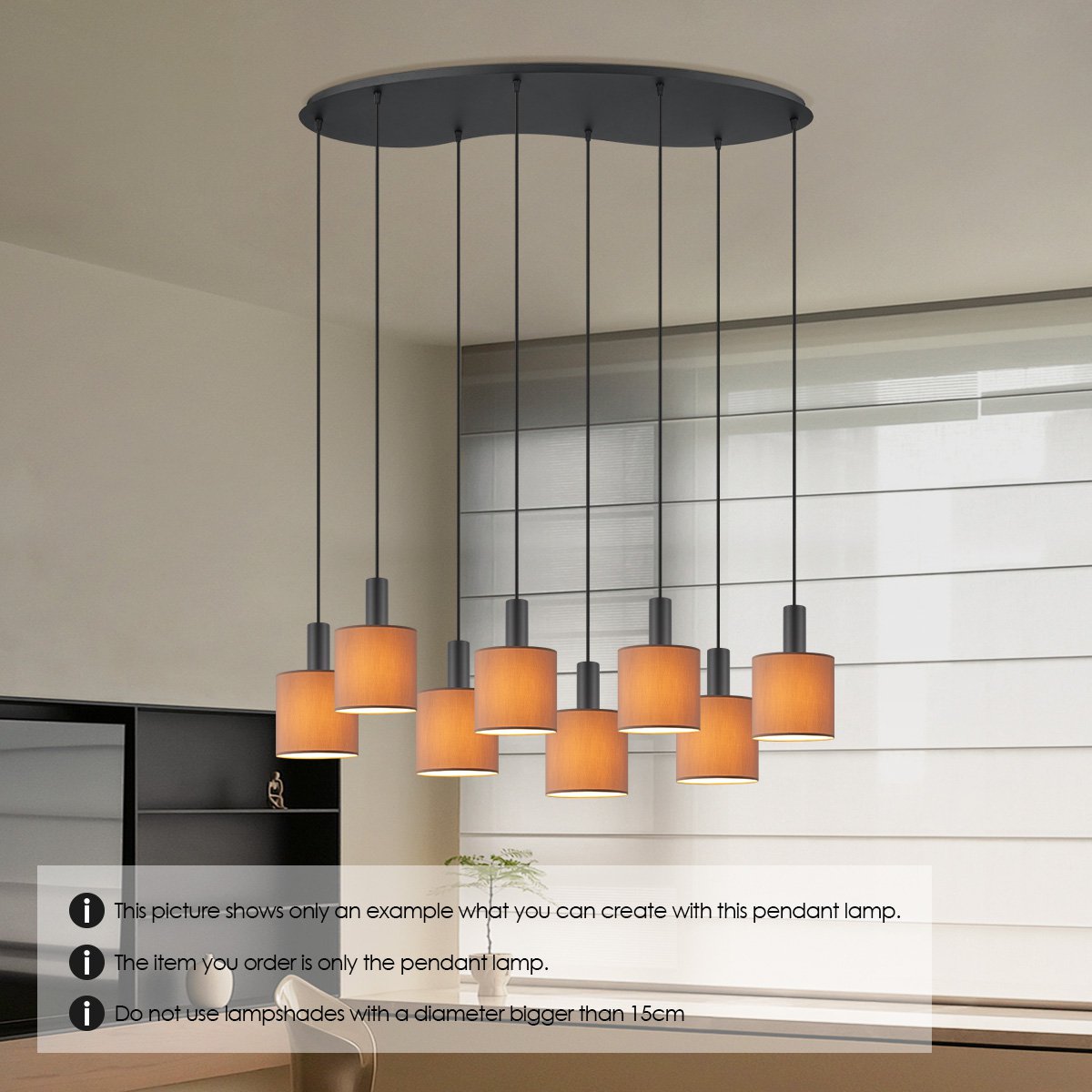 Ovale Metall-Hängelampe 8L - 100/34,4/117,5CM