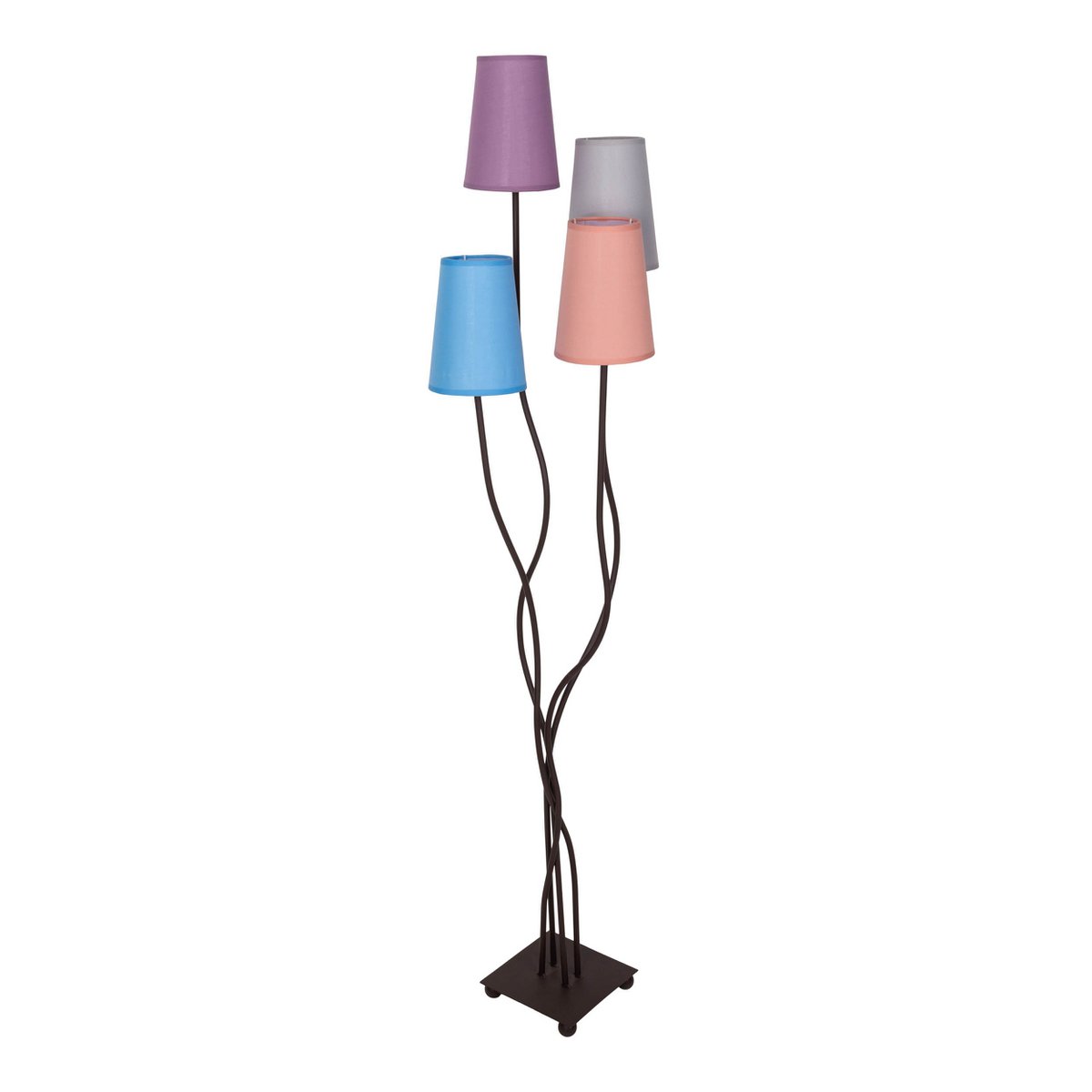 4-bulb textile floor lamp "BOHO" colorful, floor lamp with colorful shades, with E14 socket, for dining room, living room, hallway or office, 140 cm high