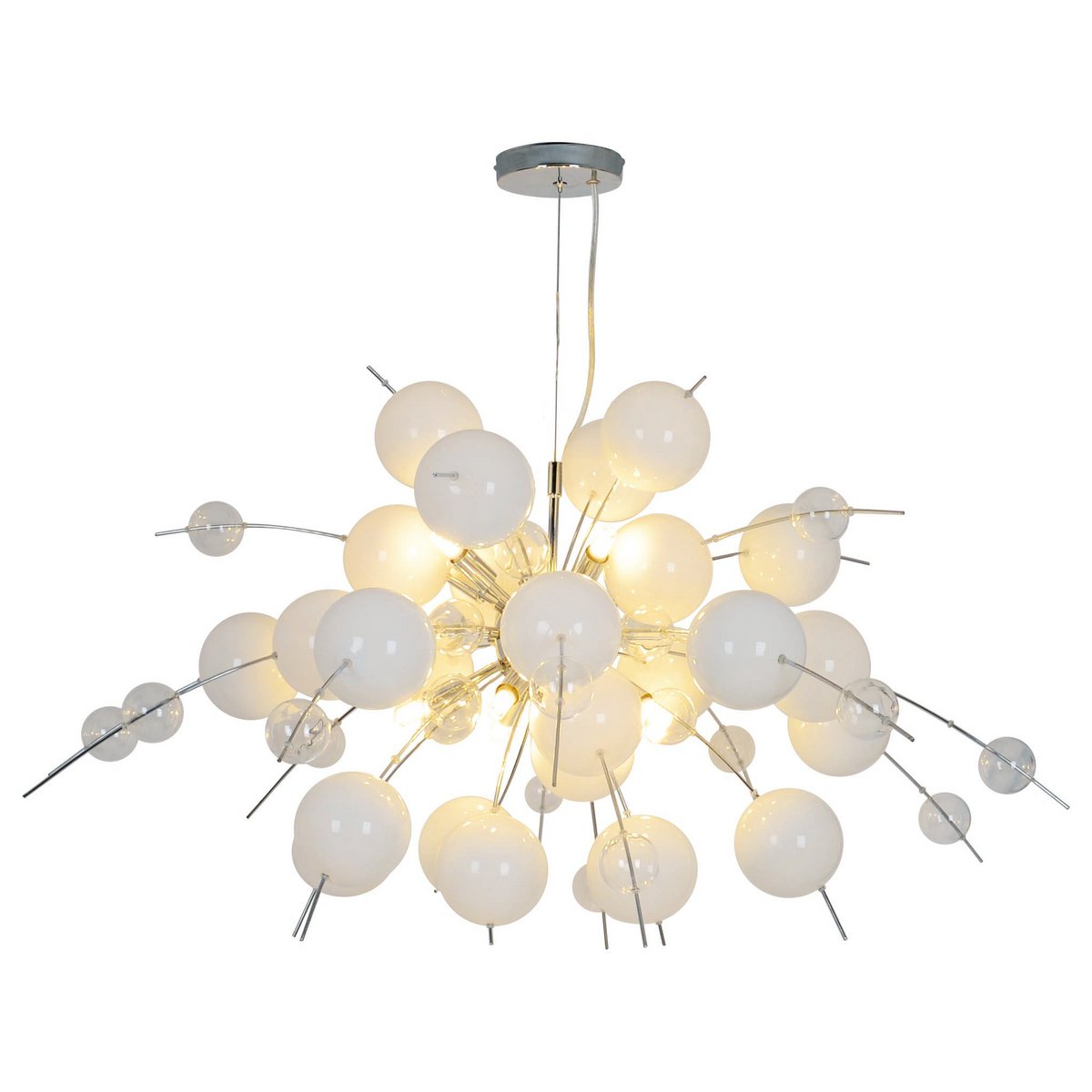 Pendelleuchte "EXPLOSION" weiß, aus Metall und Glas, G9 Fassungen, Hängelampe für Esszimmer, Wohnzimmer, Diele oder Büro, Øca. 98 cm