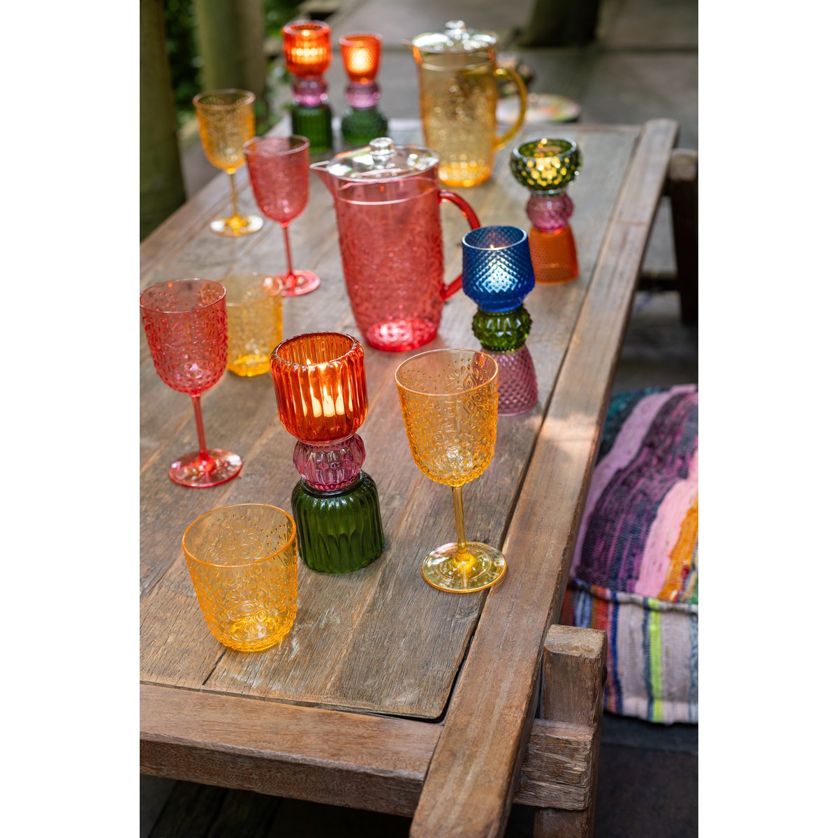 Weinglas Set Aurora Gelb 6 Stück Kunststoff Vintage Look 414ml