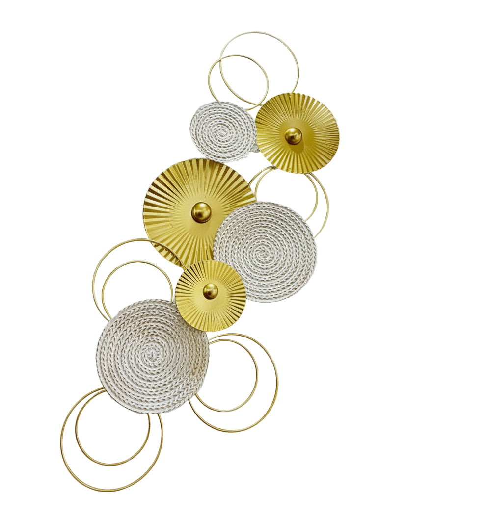 3D Wanddeko Sixo Gold Edition Kreise Metallbild 83x38 cm gold creme weiß B-WARE