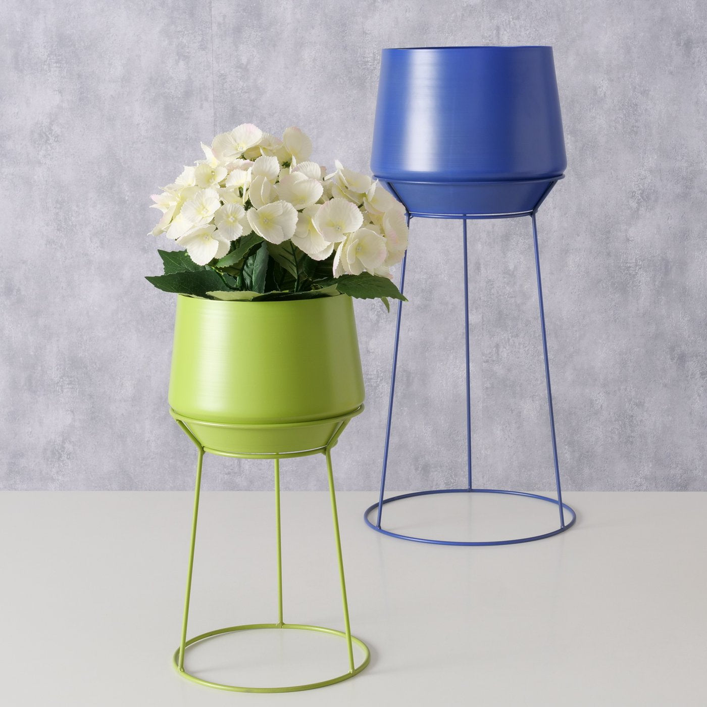 Blumentopf Set Colora 2tlg Modern Metall Blau Grün