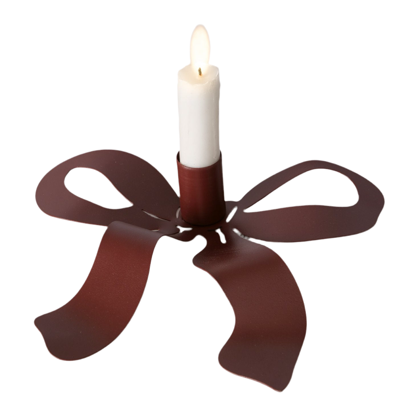 Kerzenhalter Red Black Bow Handgefertigt Schleifen Design Metall Dunkelrot oder Schwarz Weihnachten