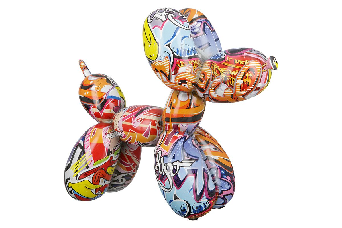 Poly Ballon-Hund Street Art - Stilvolle Neuheit im bunten Graffiti-Design für ein modernes Ambiente