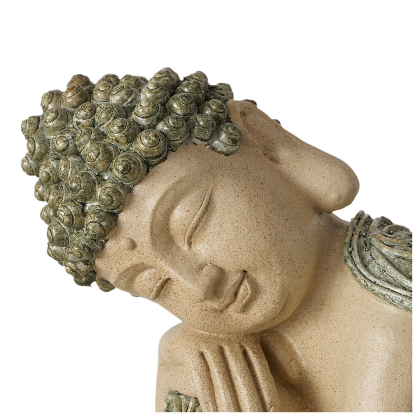 Buddha Figur Bodhi Shanti – Meditative Deko Skulptur Beige Grün