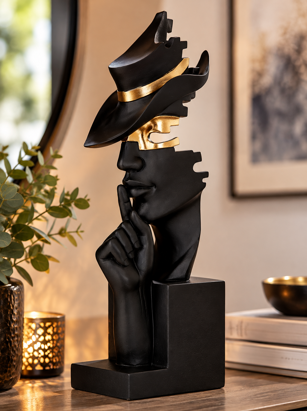 Deko Skulptur Mystique Noir Kopf Figur modern schwarz gold