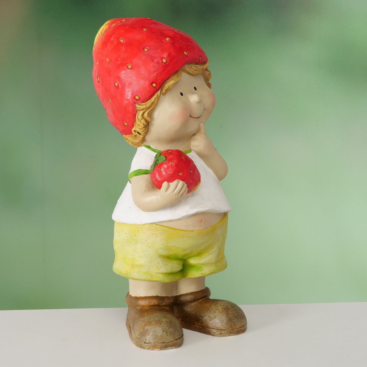 Gartenfigur Emil Erdbeer aus Keramik wetterfest handbemalt