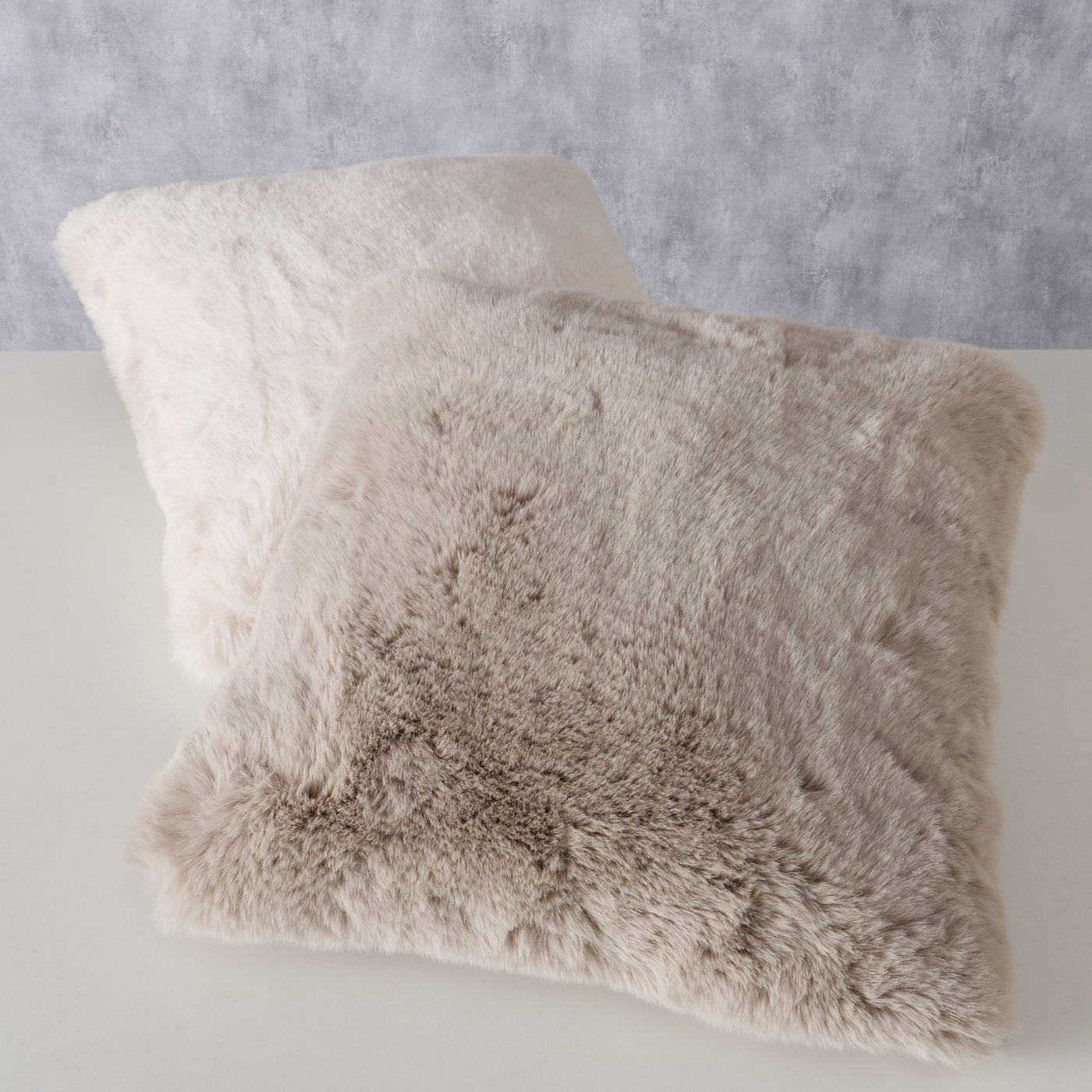 Kissen Set Liz 2 Stück 45x45 cm Kunstfell Creme und Hellbraun