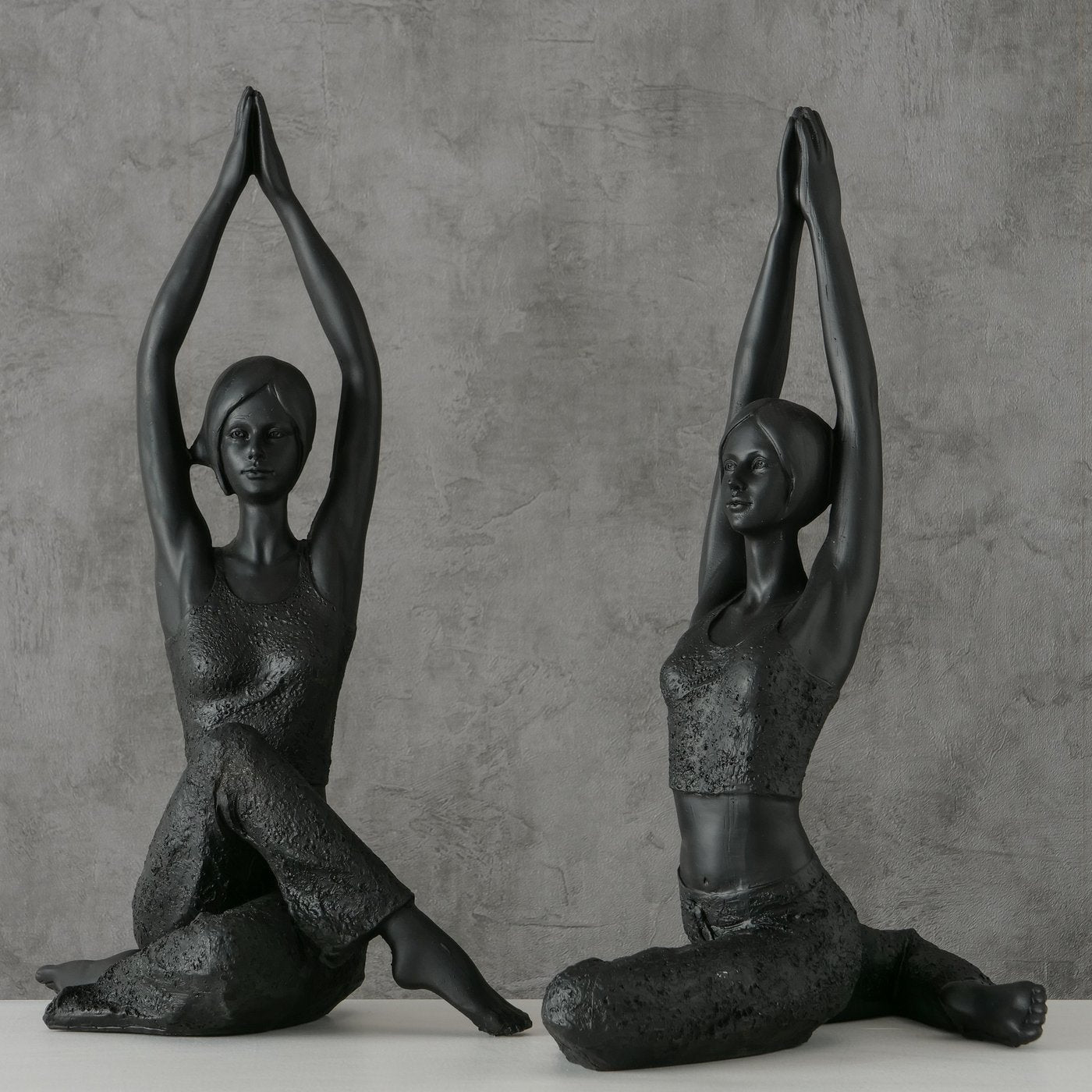 Zenara Duo Yoga Figuren 2er Set Schwarz 40cm Kunstharz Handgefertigt