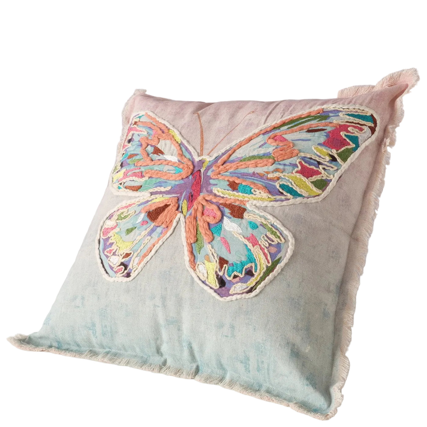Kissen Schmetterling Baumwolle 45x45 cm Rosa Blau Papillon Dreams