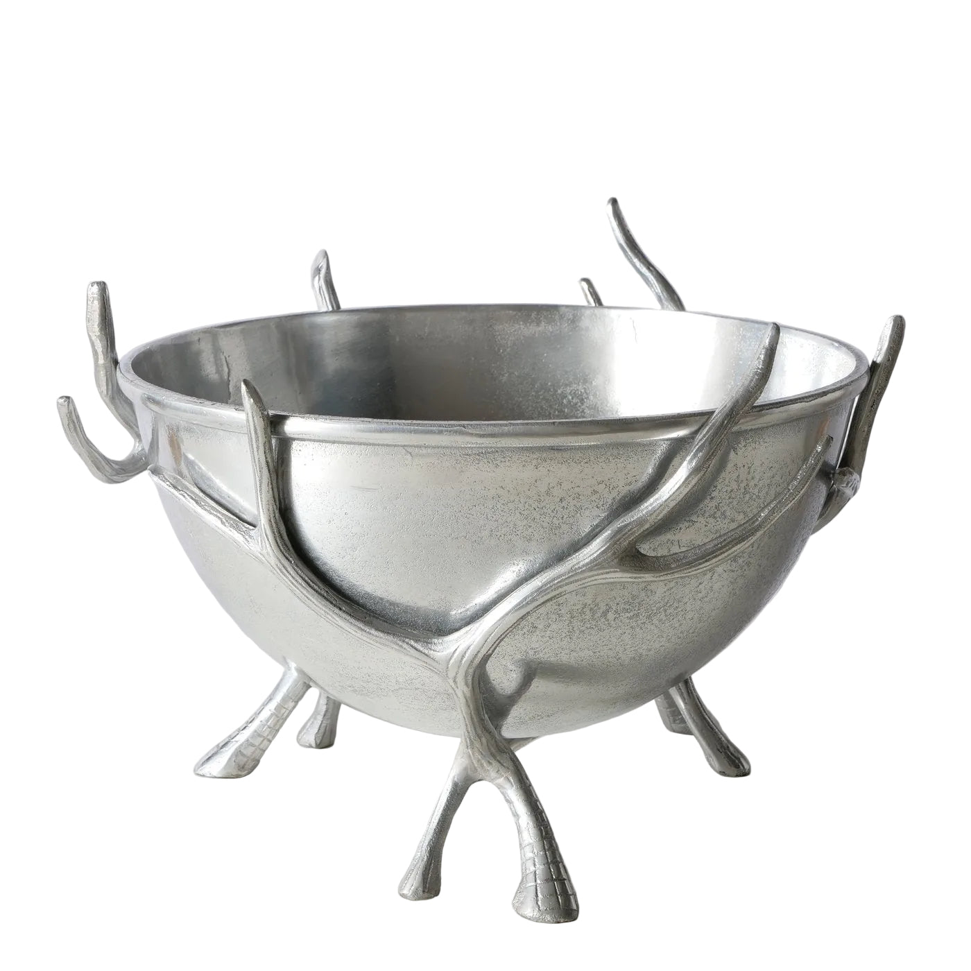 Arvion Hirsch Geweih Flaschenkühler Aluminium Silber Weinkühler 50cm