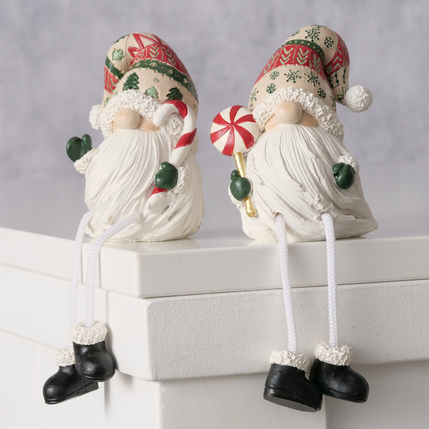 Kantenhocker Wichtel Alberto 2er Set Handarbeit Rot Weiß Weihnachtsdeko