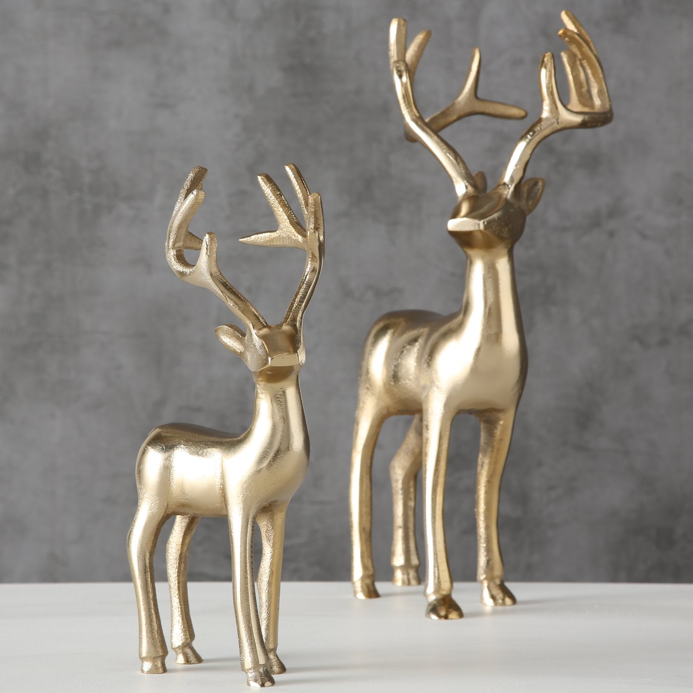 Deko Hirschfigur Set GlamorStag 2tlg Gold Aluminium Weihnachten