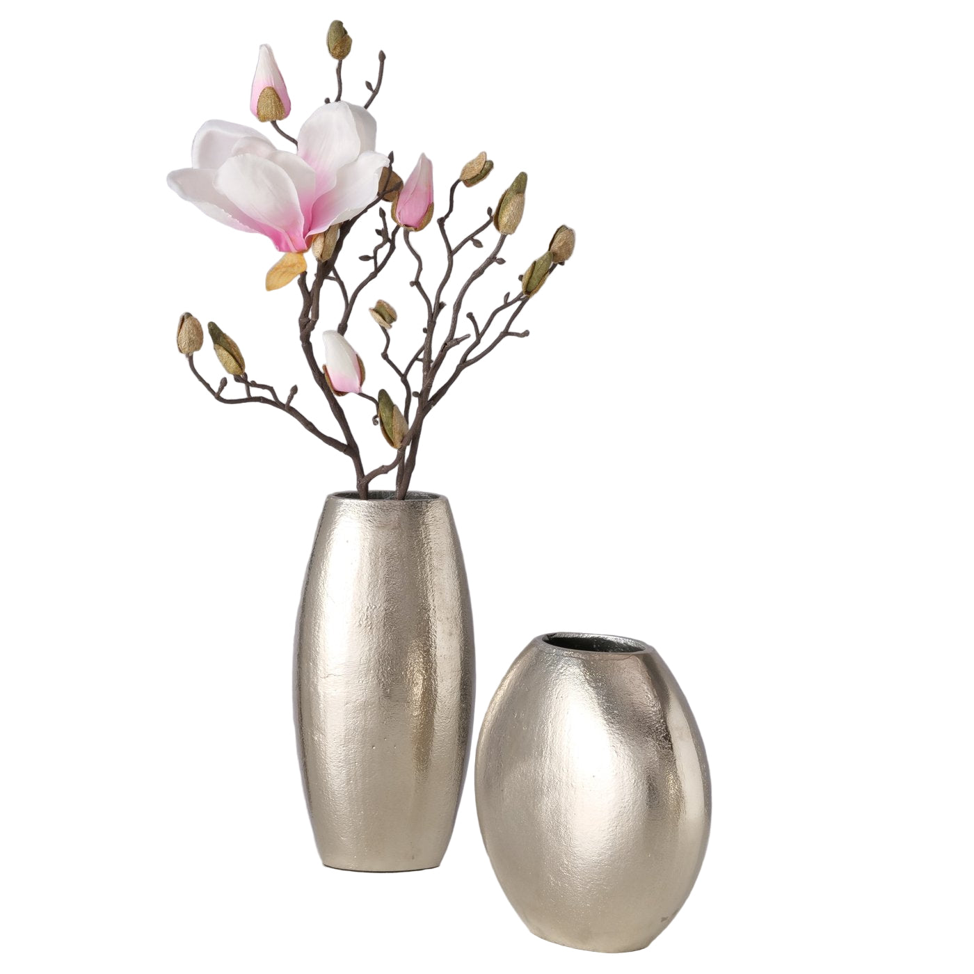 Vase Lunara Silber Aluminium Set Modern Glanzoptik