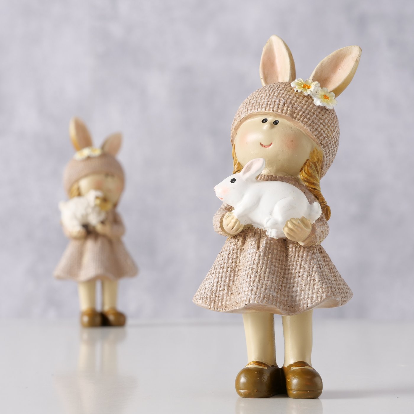 Dekofigur Set Livia Mädchen mit Hase und Schaf 2er Set 12cm