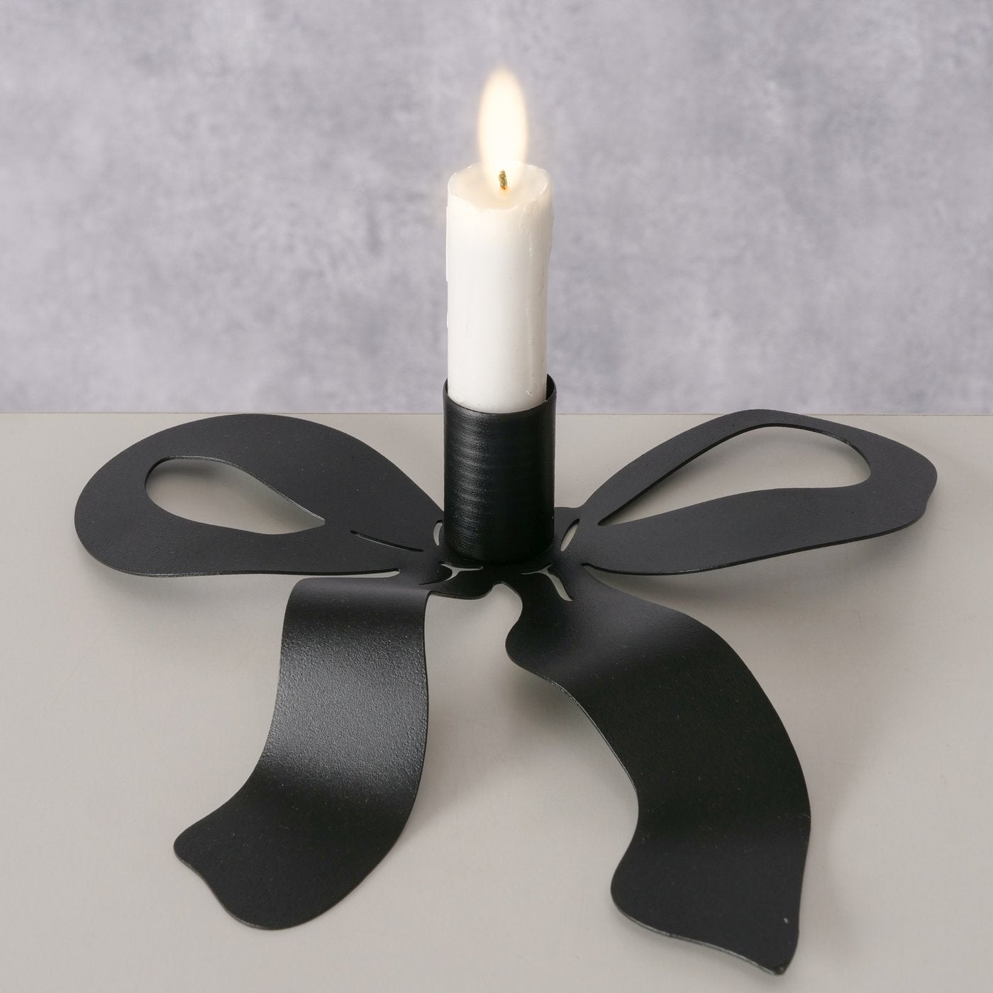 Kerzenhalter Red Black Bow Handgefertigt Schleifen Design Metall Dunkelrot oder Schwarz Weihnachten