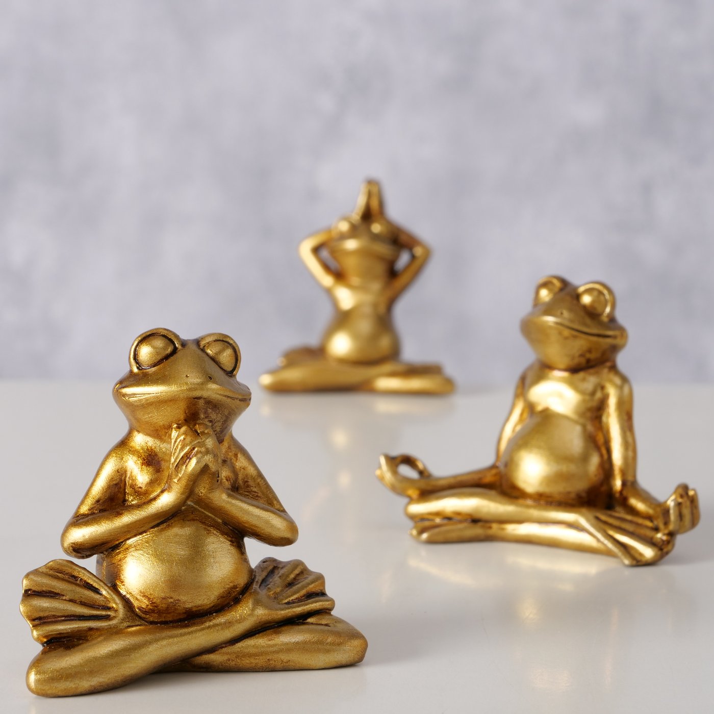 3er-Set Yoga-Frösche Morty in Gold - Exklusives Design