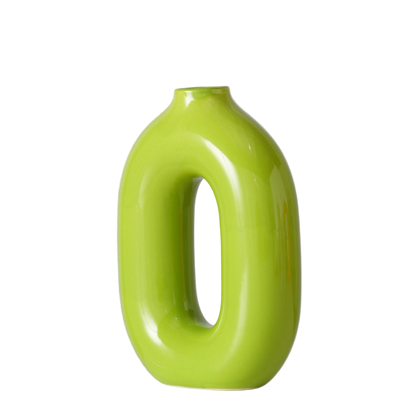 LimeGlow Vase Keramik Oval Limettengrün Modern Design 22cm
