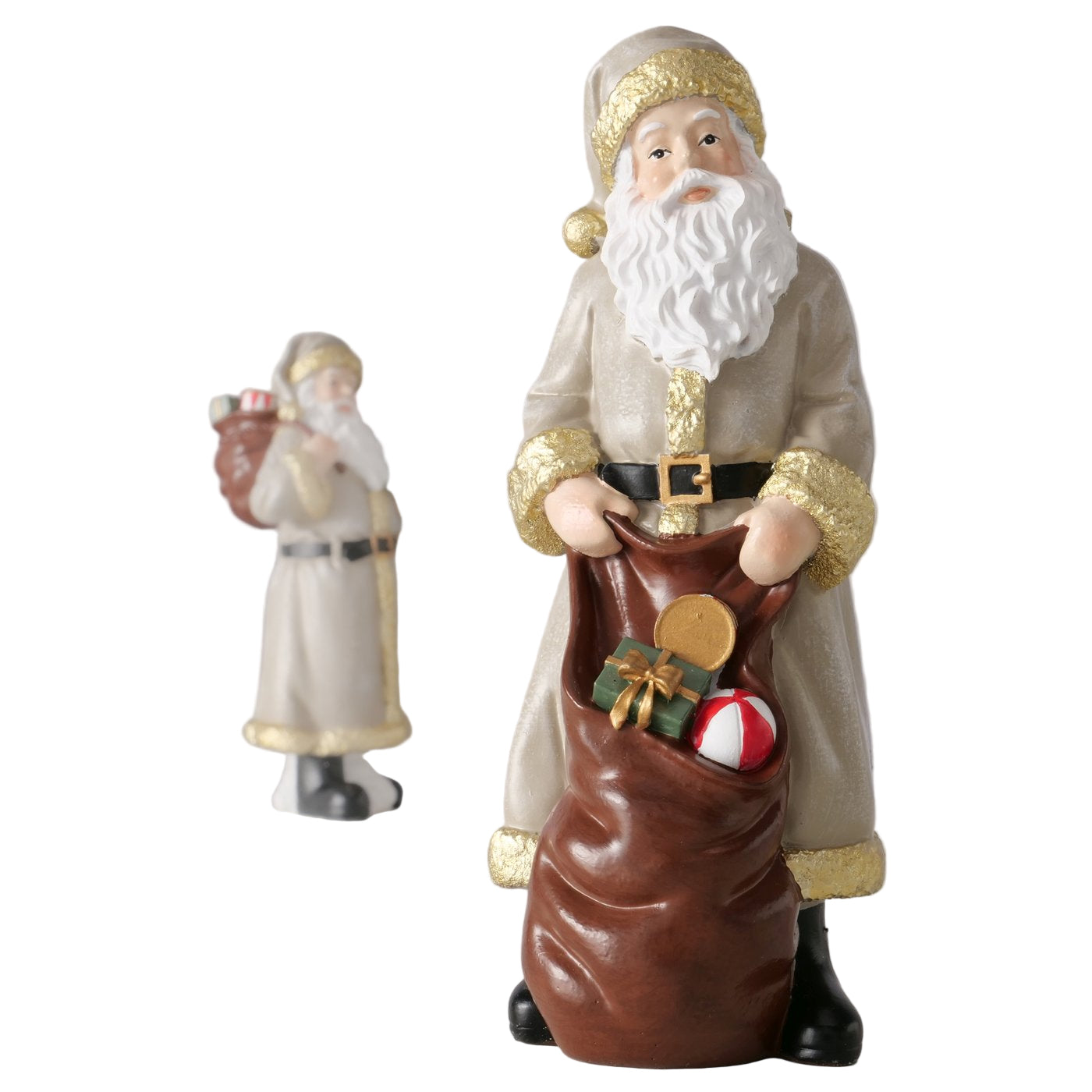 Weihnachtsmann Figur Christino 2er Set Handbemalt Beige Dekofigur 18,5cm