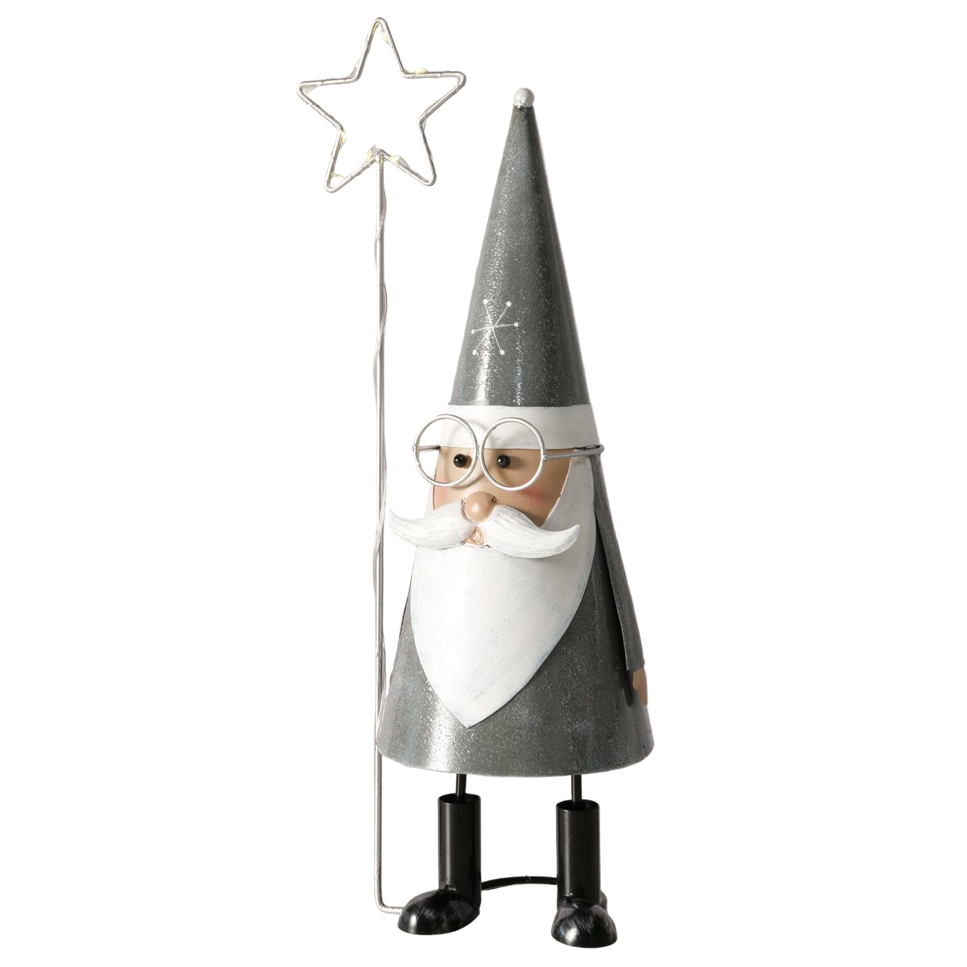 LED Weihnachtsfigur Professor Lumi Metall Silber Handgefertigt 52cm
