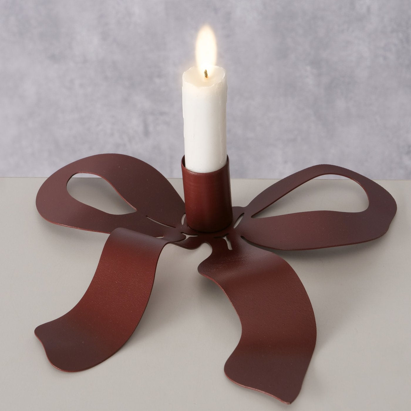 Kerzenhalter Red Black Bow Handgefertigt Schleifen Design Metall Dunkelrot oder Schwarz Weihnachten