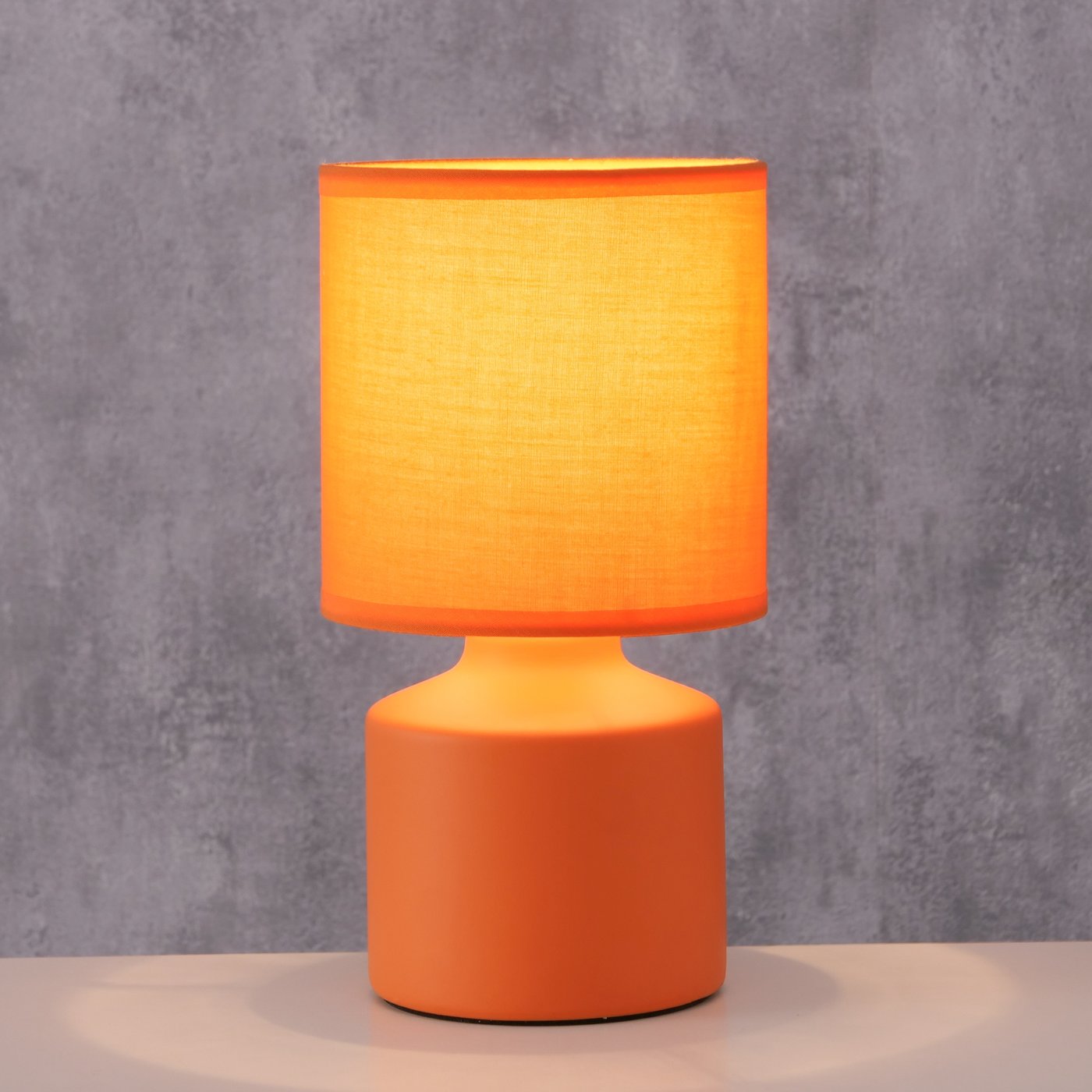 Alabama Sunset Tischleuchte Orange Keramik Textilschirm E14 26cm