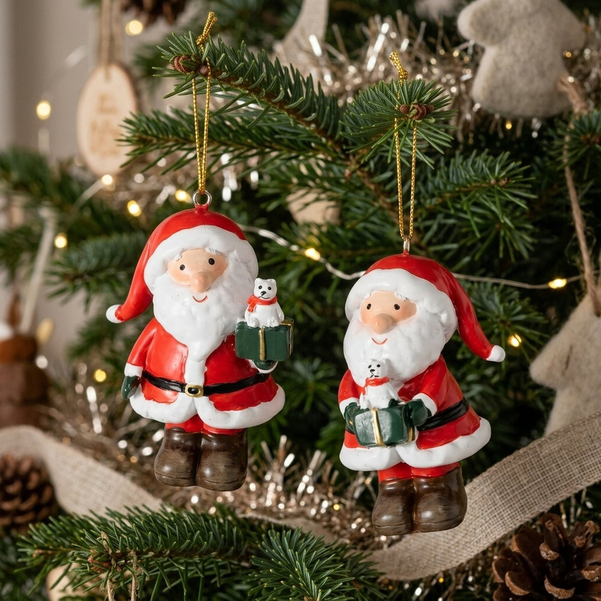 Weihnachtsanhänger Clemo Weihnachtsmann 2er Set rot grün 7 cm