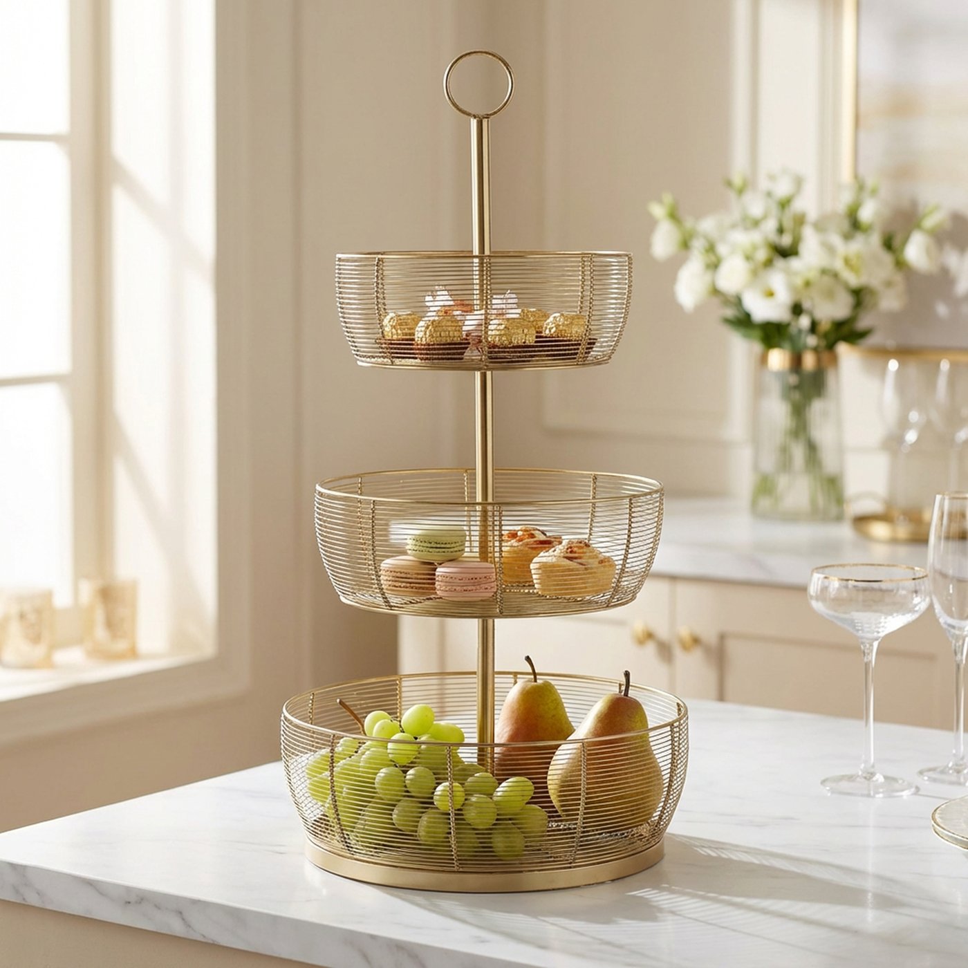 Etagere Enrico XXL Eisen Gold Modern