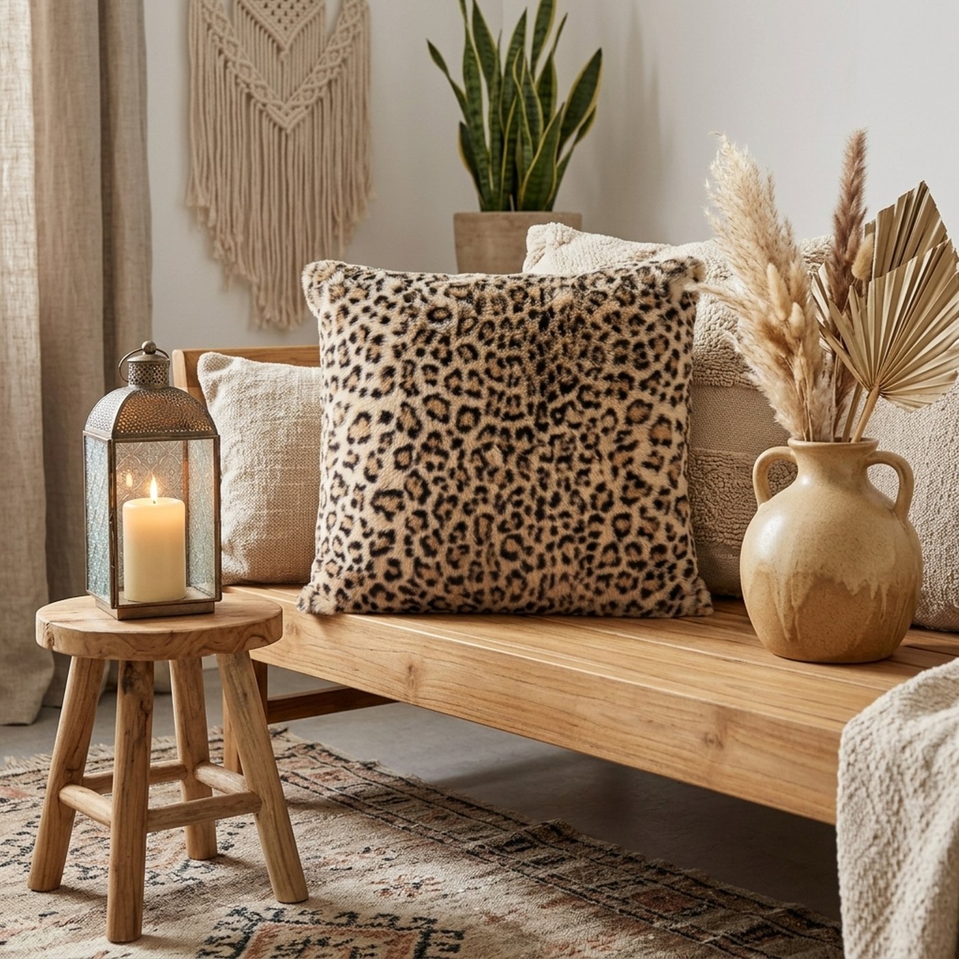 Kunstfell Kissen Wild Touch Savanna weiches Sofakissen mit Leopardenmuster