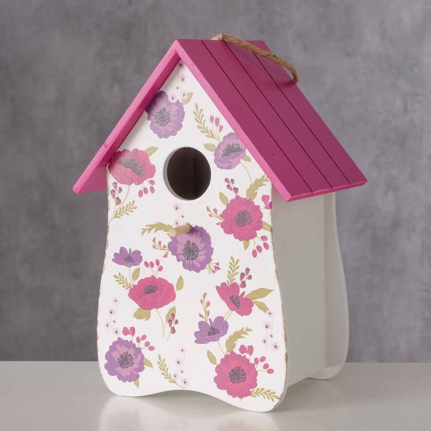 Vogelhaus Holz Anouk Bambus Pink Floral Garten Vogelhaus zum Aufhängen