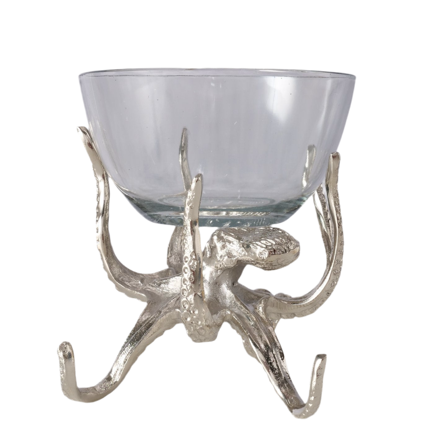 Oktopus Dekoschale Marina – Handgefertigte Glasschale in Silber mit maritimem Flair