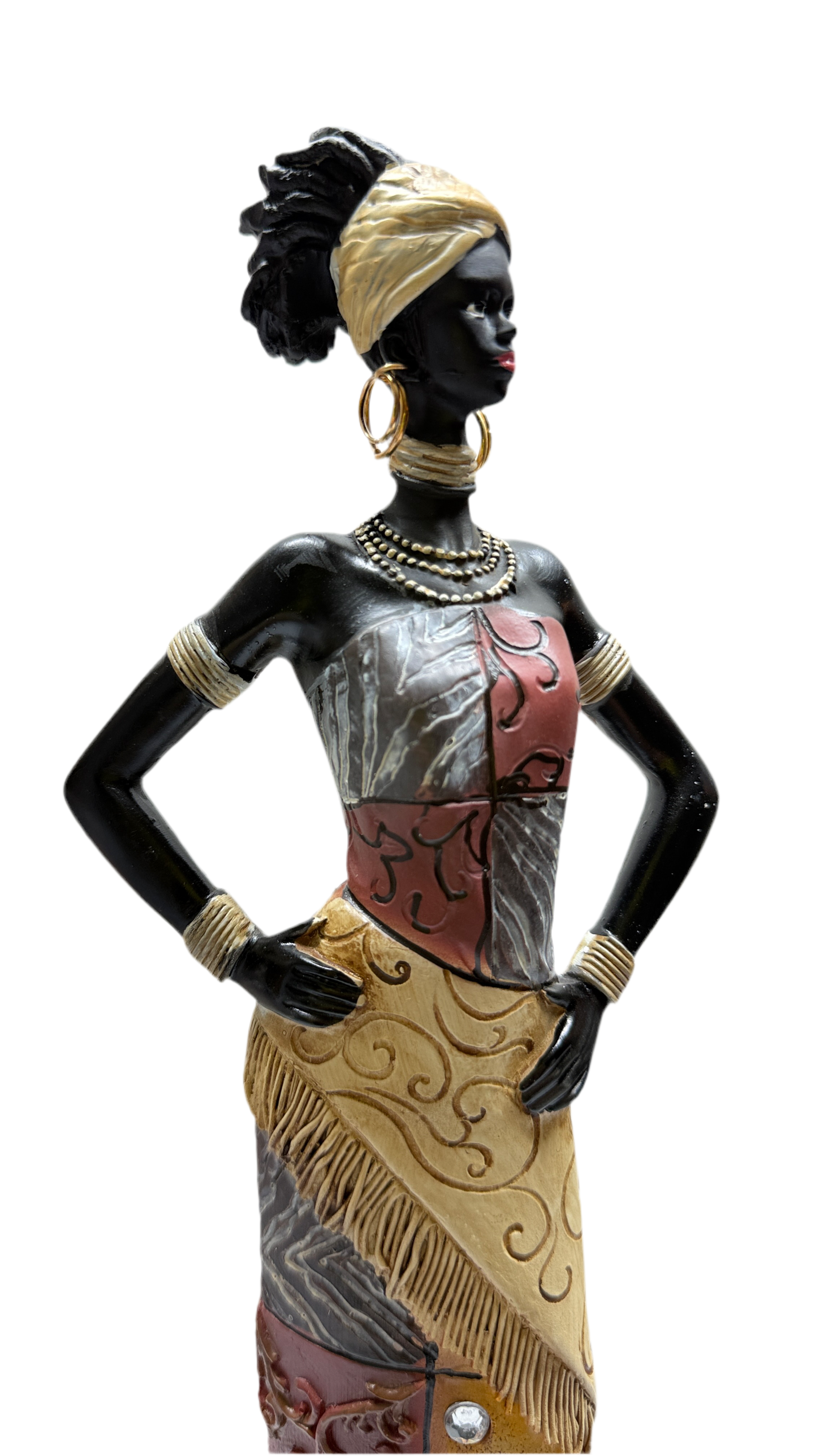 Dekofigur Nala – Afrikanische Frau mit buntem Kleid 35cm