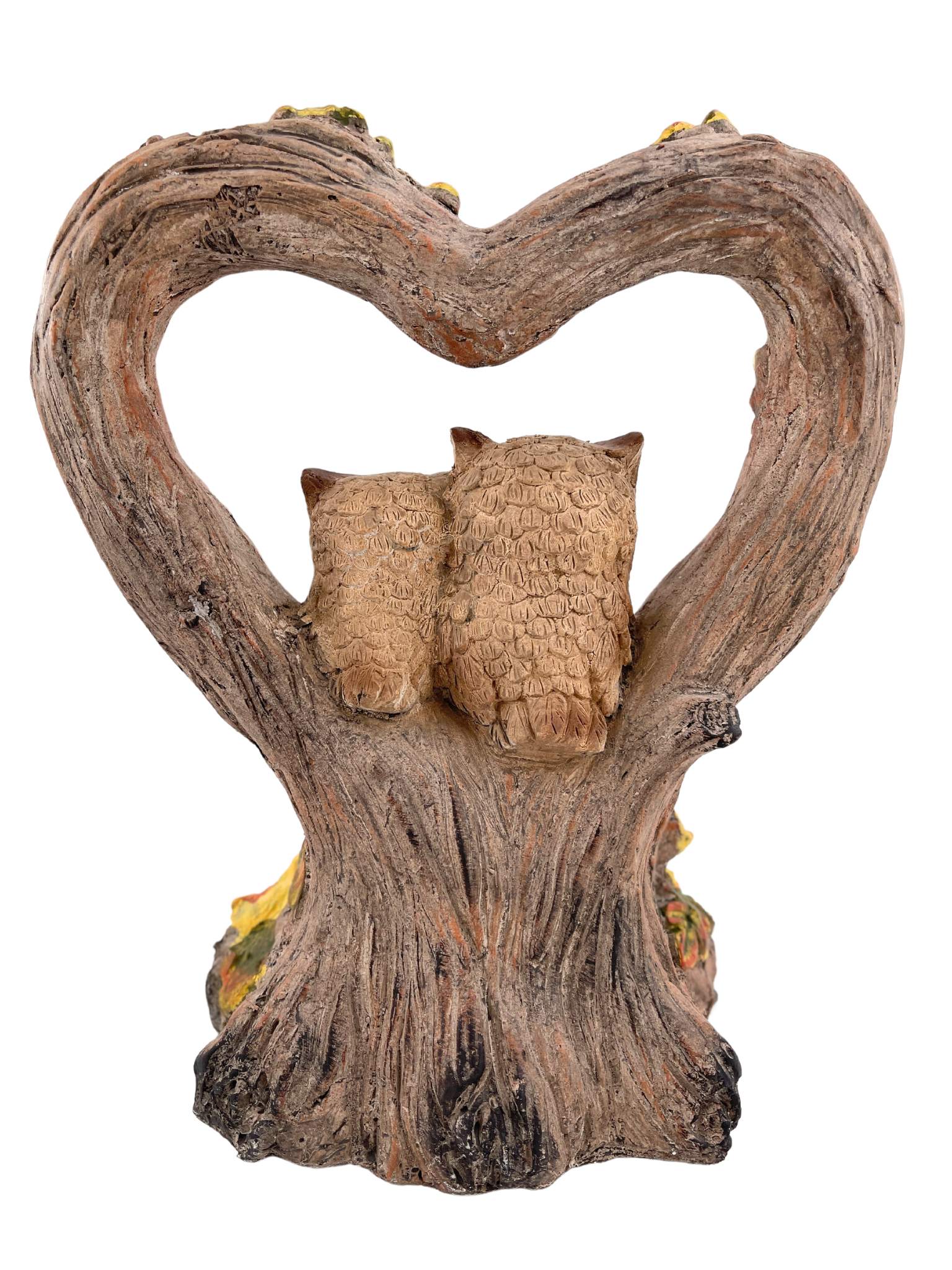 Herbstliche Dekofigur Eulenpaar im Herz 35 cm