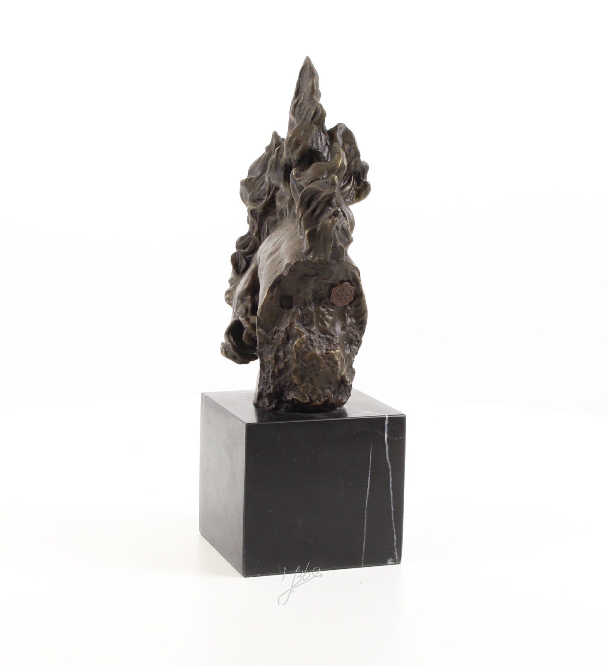 Valerio Pferdekopf Skulptur aus echter Bronze mit Marmorsockel