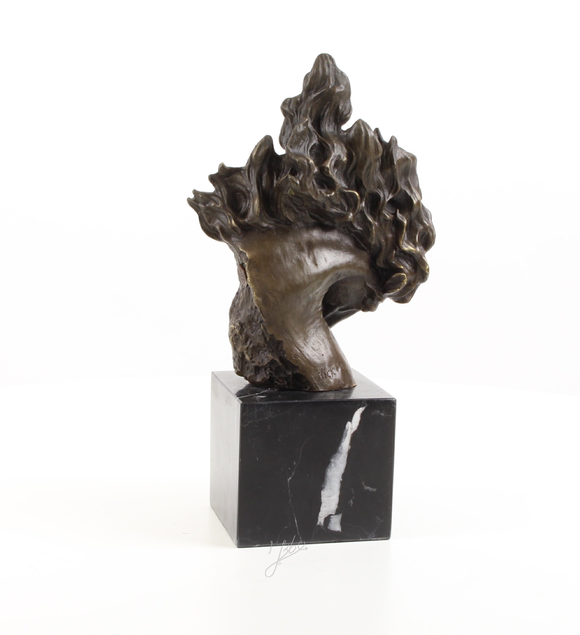 Valerio Pferdekopf Skulptur aus echter Bronze mit Marmorsockel