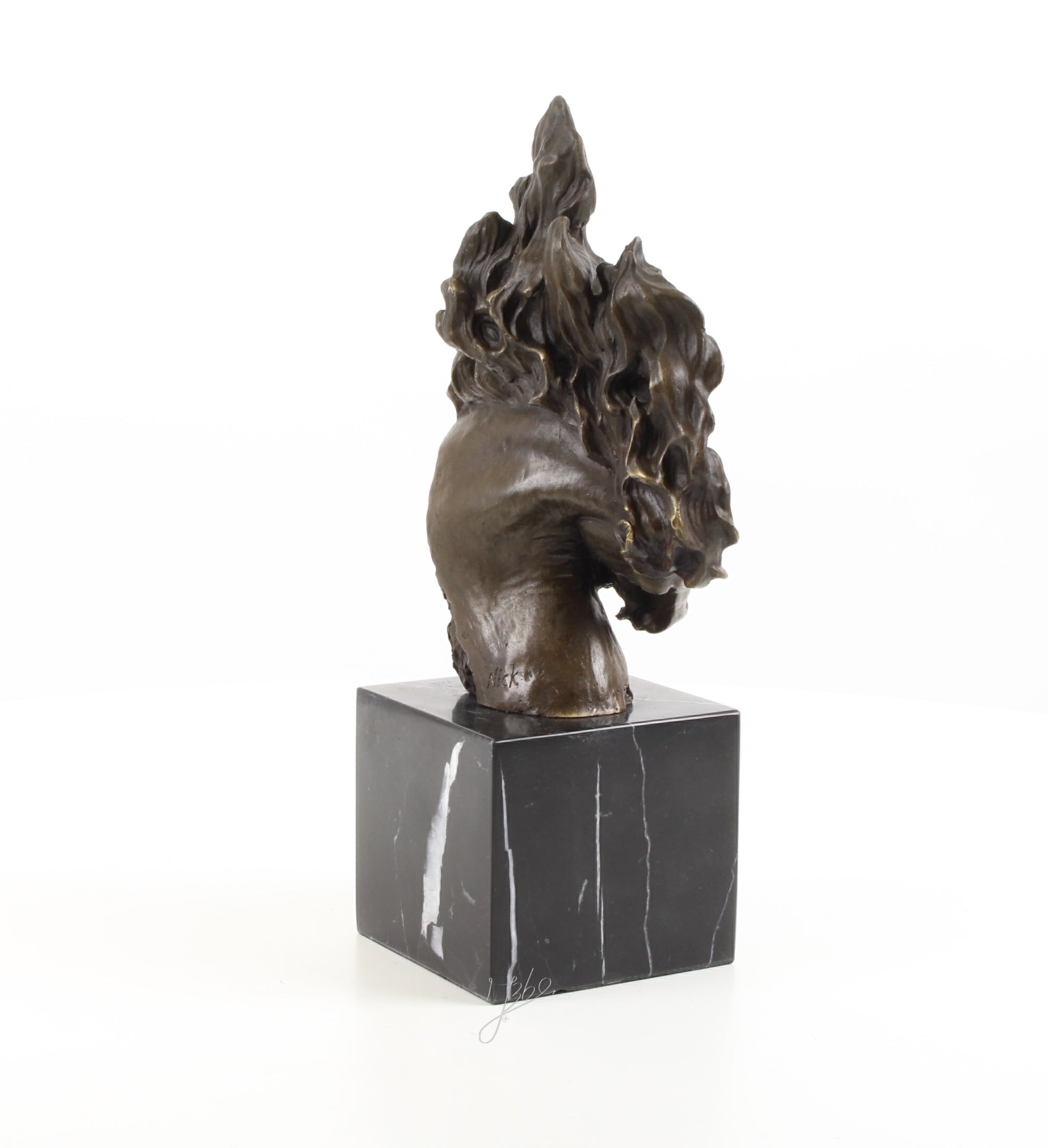 Valerio Pferdekopf Skulptur aus echter Bronze mit Marmorsockel
