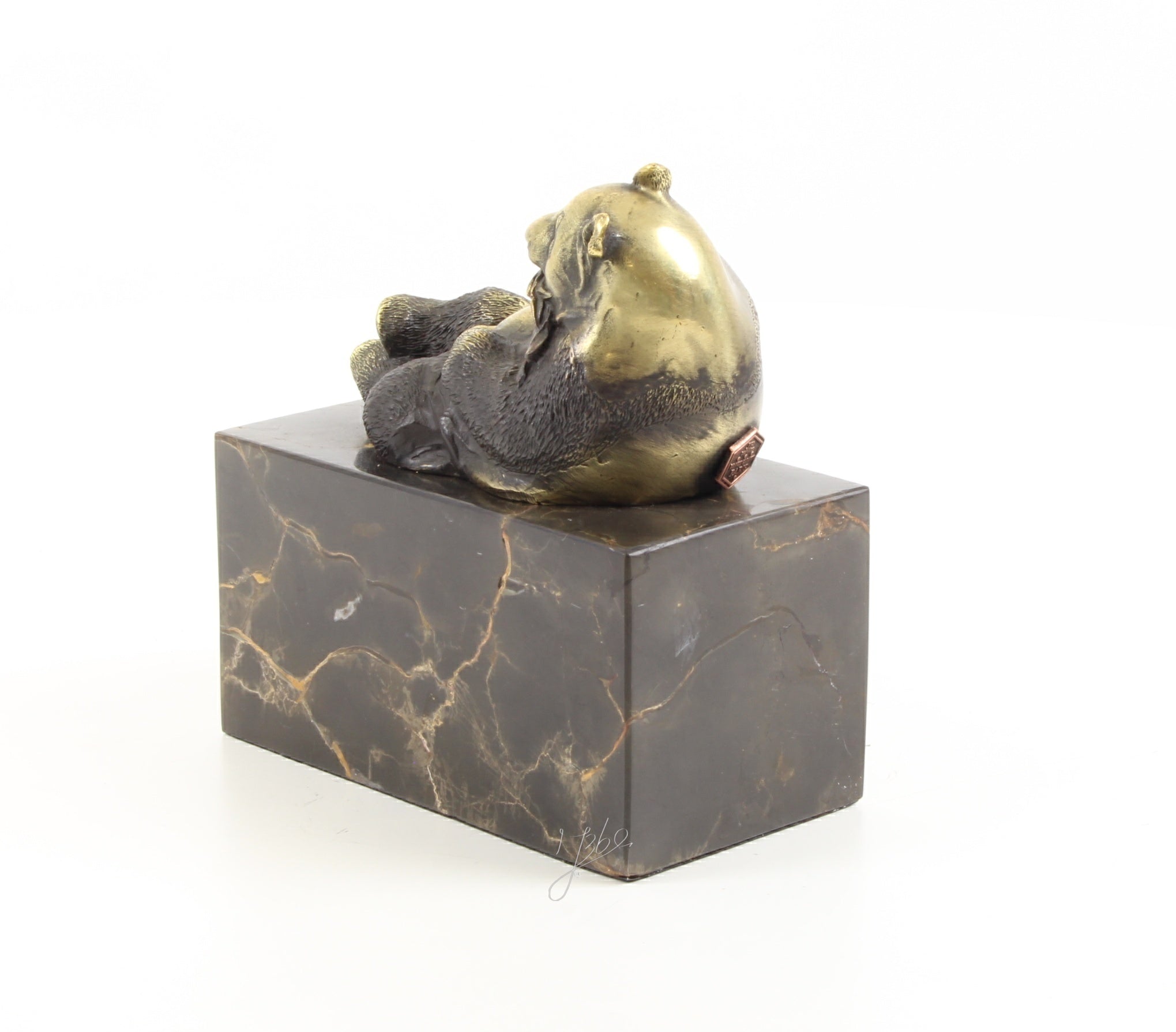 Skulptur Panda Nori Bronze Dekofigur auf Marmorsockel