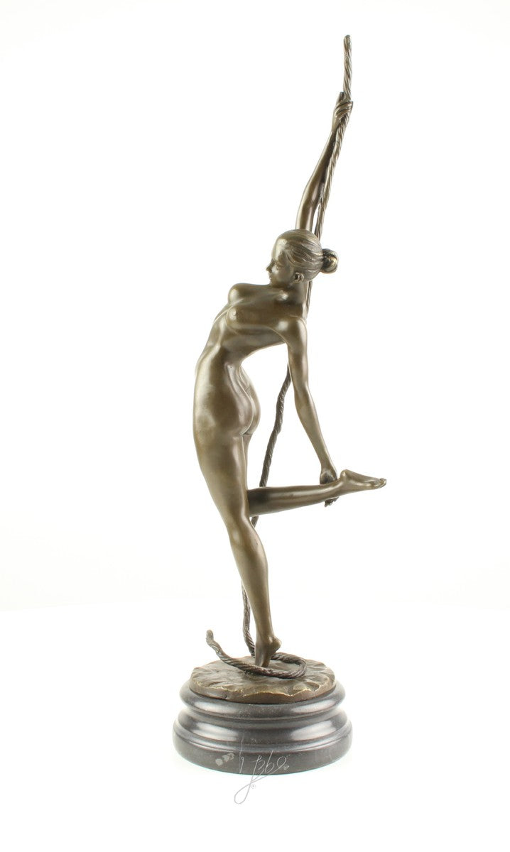 Bronze Skulptur Seiltänzerin auf Seil 46,6 cm