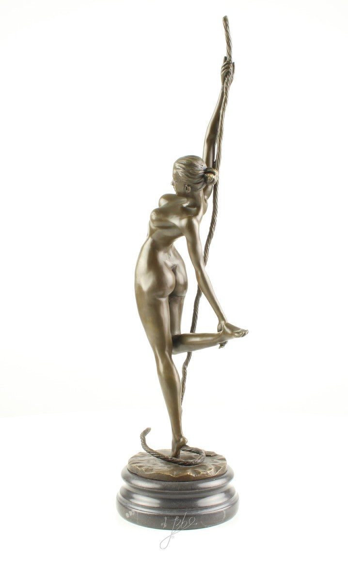 Bronze Skulptur Seiltänzerin auf Seil 46,6 cm