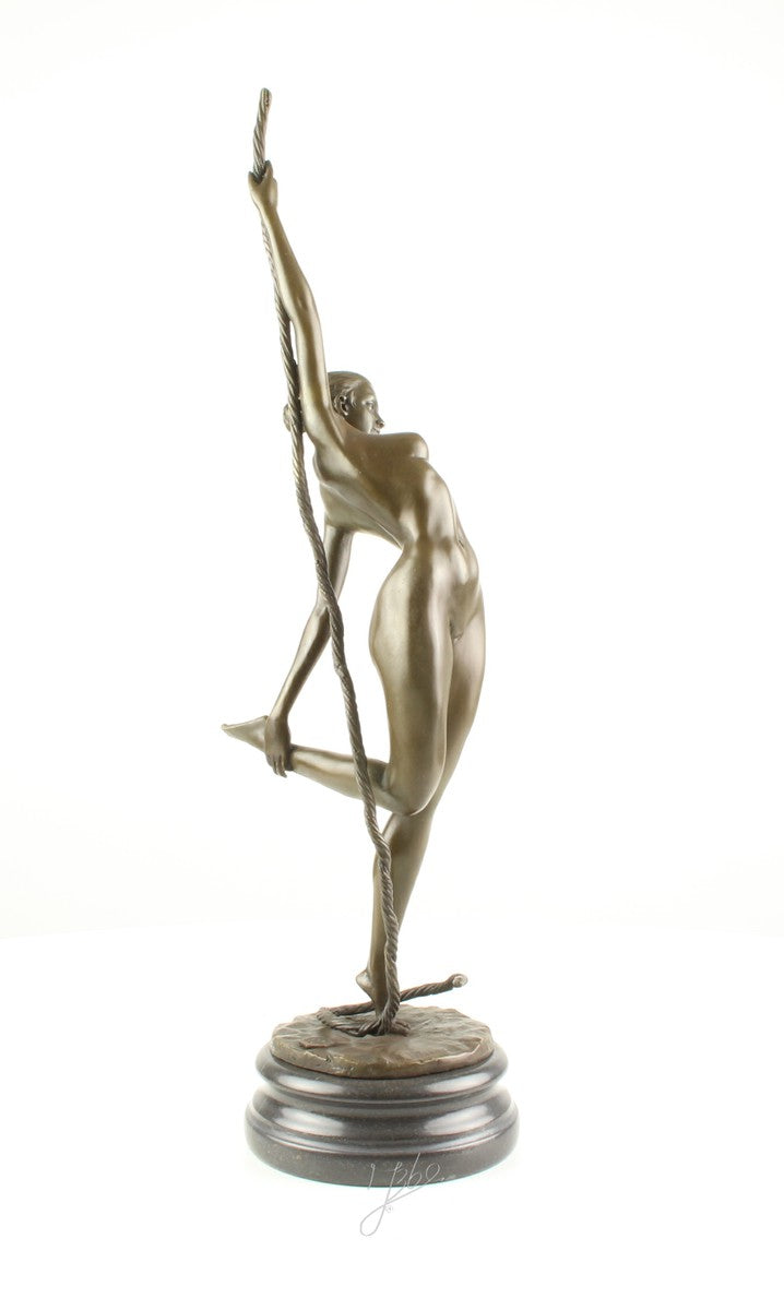 Bronze Skulptur Seiltänzerin auf Seil 46,6 cm