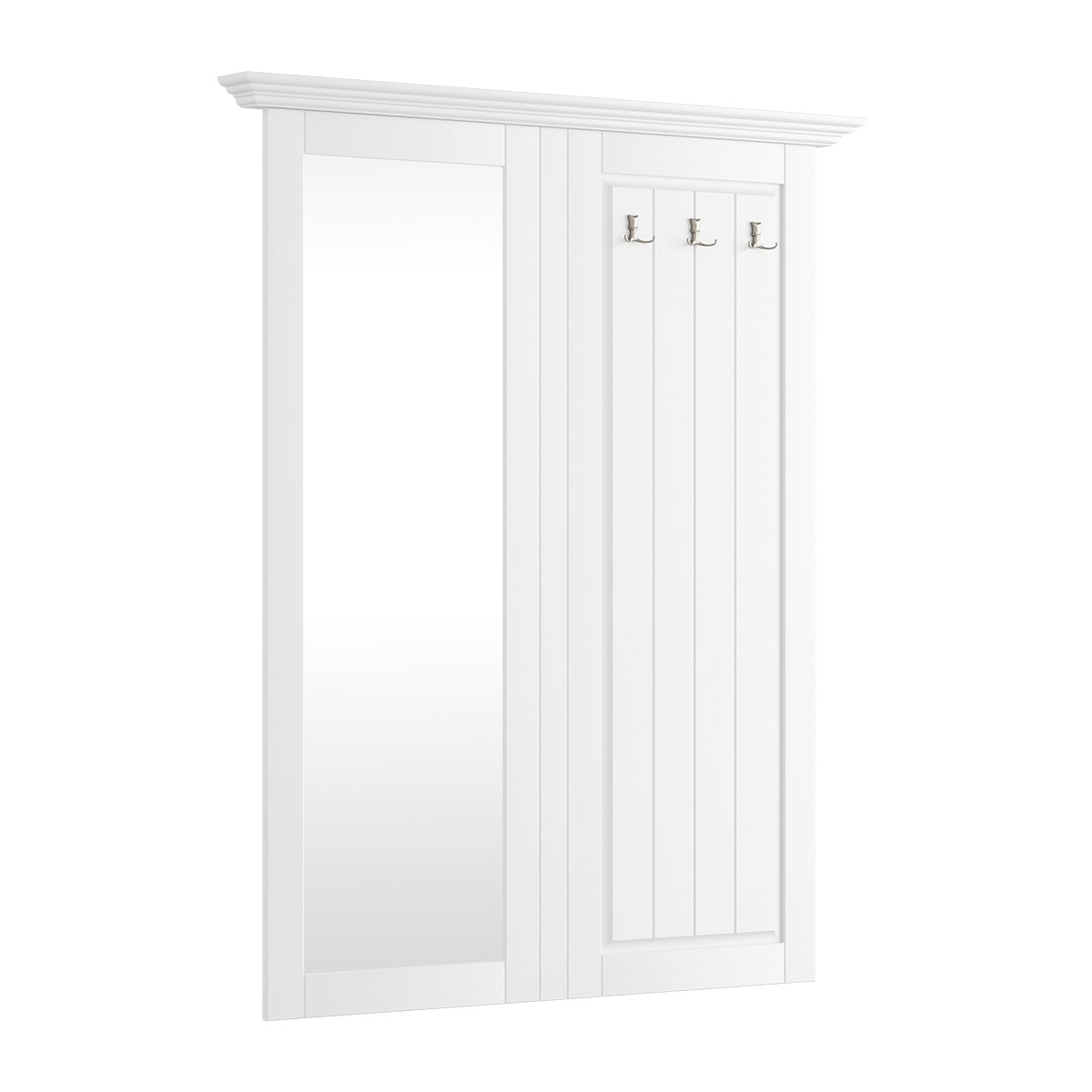 Bologna Elegante Massivholz Kiefer Spiegel Garderobe | Farbe weiß